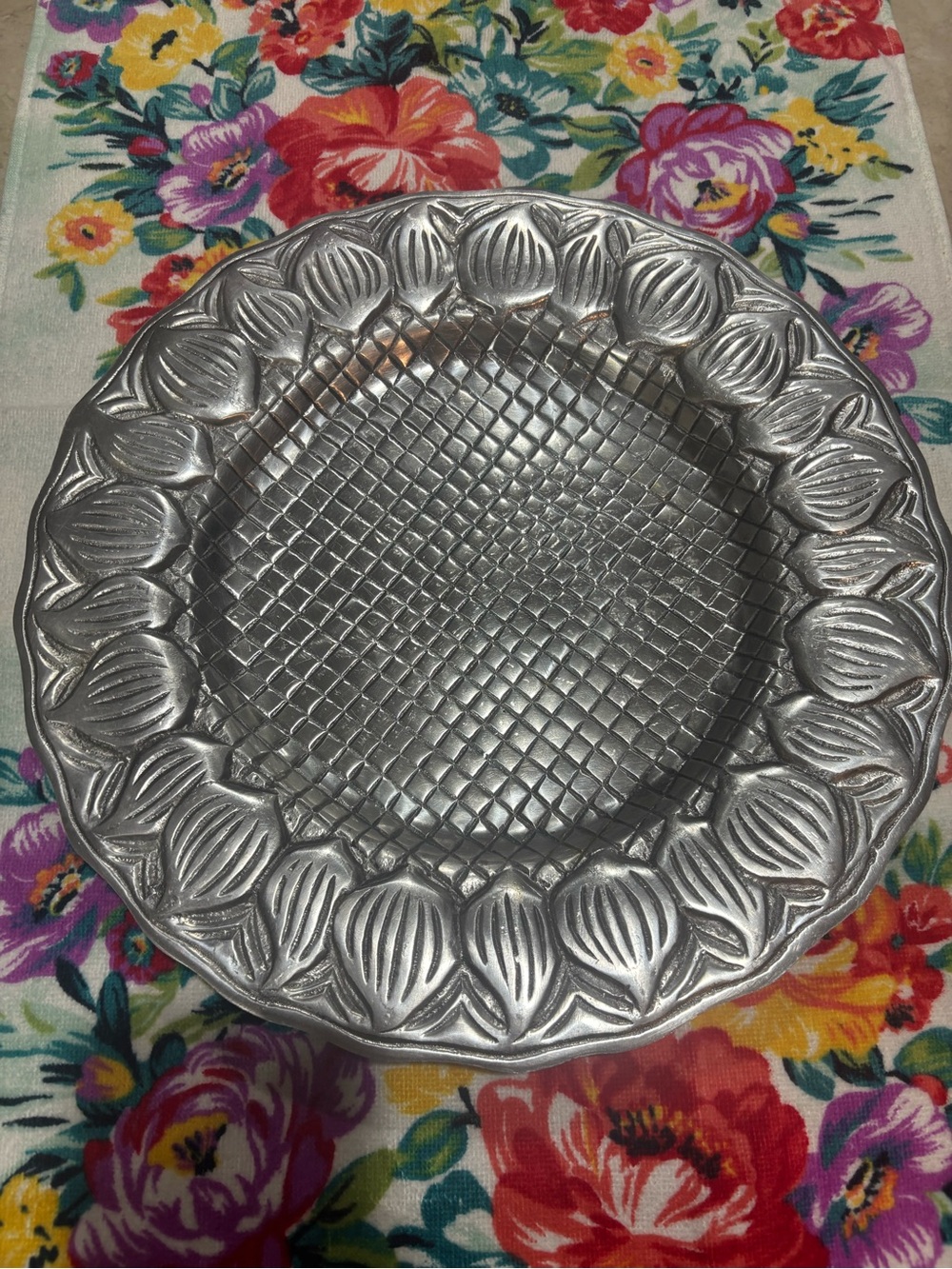 Embossed Pewter Tray